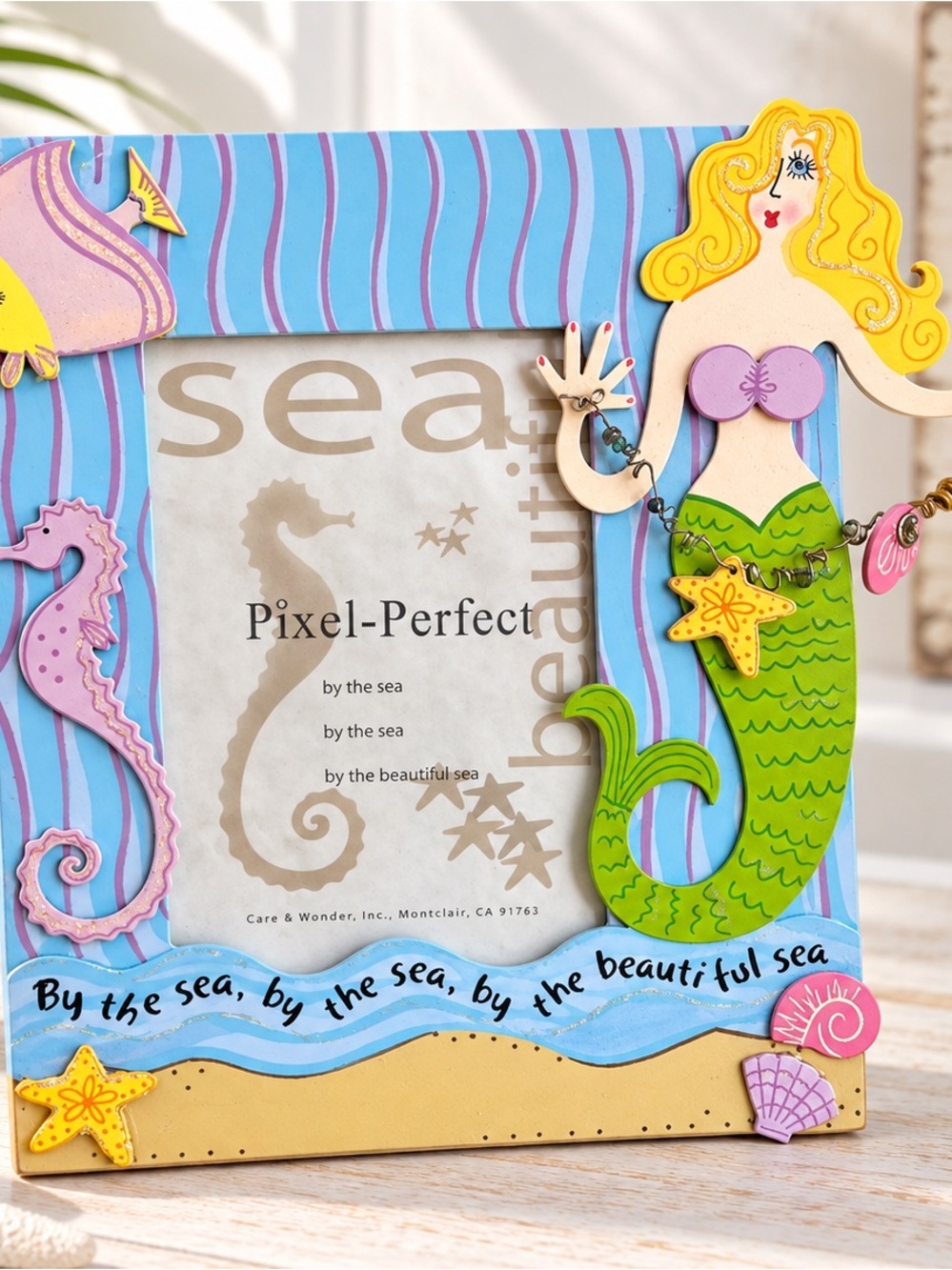 Pixel Perfect Mermaid Picture Frame 4x6 Ocean Tropical Fish Seahorse Shell Decor
